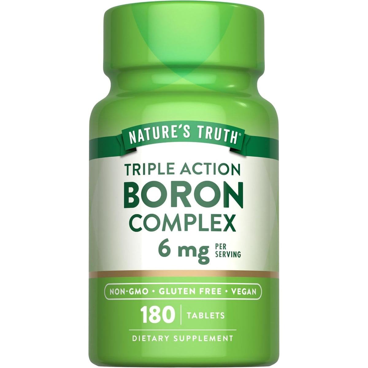 Nature'S Truth Triple Action Boron Complex Supplement | 6Mg | 180 Count | Vegan, Non-Gmo & Gluten Free Mineral Support