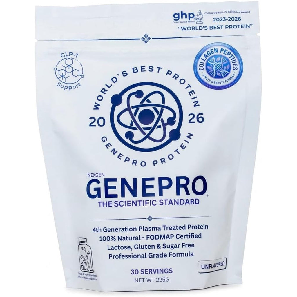 Genepro Nexgen Unflavored Collagen Peptides - Lactose-Free, Gluten-Free Protein Supplement Shake for Hair, Skin and Nails (30 Servings)