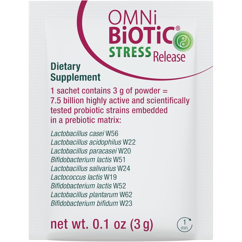 Omni Biotic Stress Release - Clinically Tested Probiotic for Stress Management & Gut-Brain Axis Support - Stress Probiotic and Mood Probiotic - Vegan, Non-Gmo (28 Daily Packets)