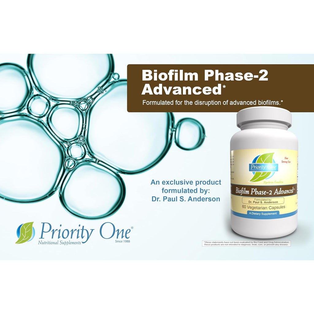 Priority One Vitamins Biofilm Phase-2 Advanced 60 Vegetarian Capsules Exclusively Formulated By: Dr. Paul S. Anderson - Disruption of Advanced Biofilms*