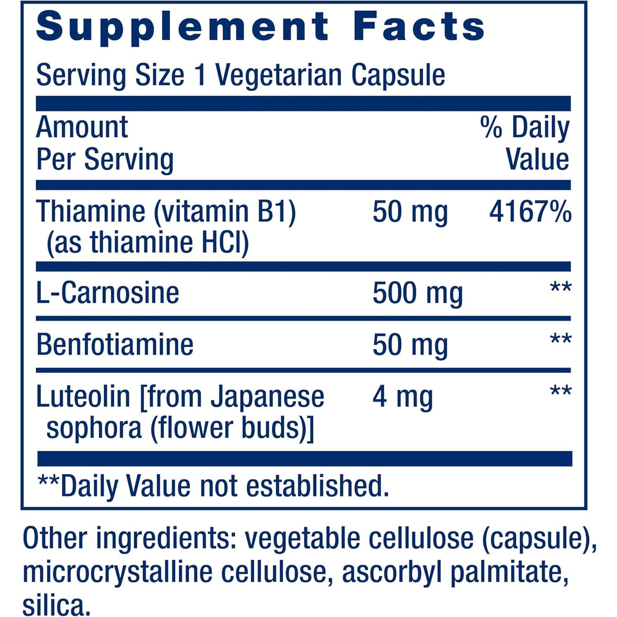 Life Extension Super Carnosine, L-Carnosine, Luteolin, Vitamin B1, Muscle Support, Exercise Recovery, Heart Health, Gluten-Free, Non-Gmo, Vegetarian, 60 Capsules