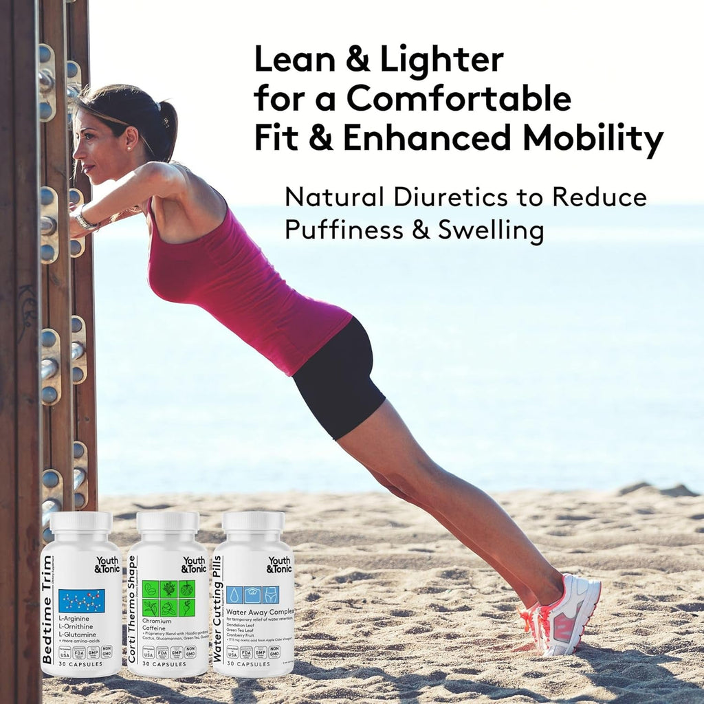 Youth & Tonic Lean Sculpt Defined Cleanse – Water Weight Away, Cortithermo Shape & Bedtime Trim for Detox Metabolism Bloating Energy & Dietary Discipline for Mindful Eating – 90 Pills for Women & Men