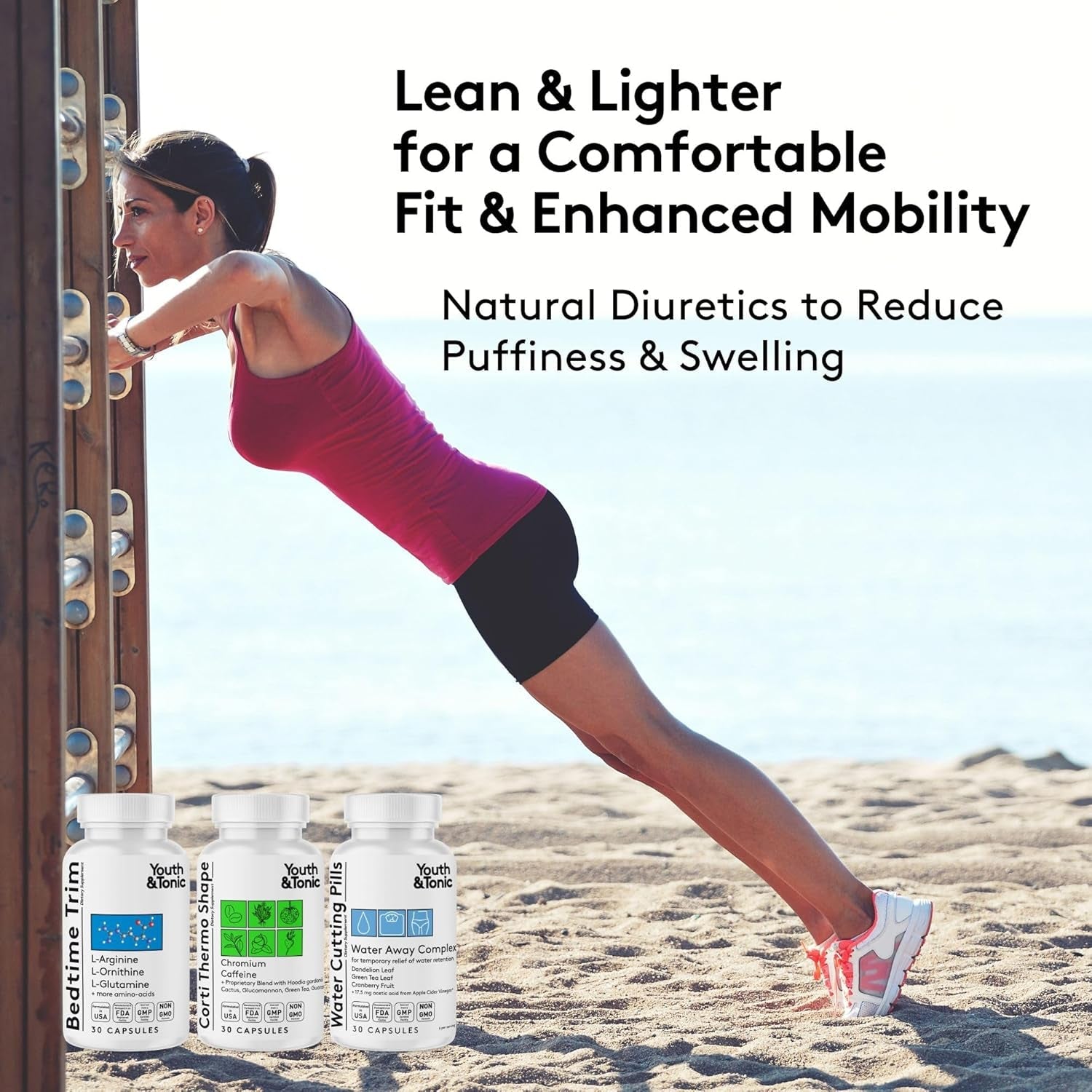 Youth & Tonic Lean Sculpt Defined Cleanse – Water Weight Away, Cortithermo Shape & Bedtime Trim for Detox Metabolism Bloating Energy & Dietary Discipline for Mindful Eating – 90 Pills for Women & Men
