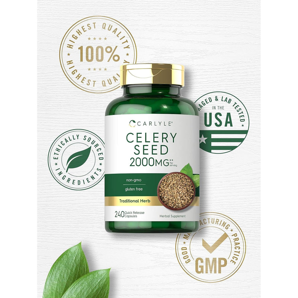 Carlyle Celery Seed Extract Capsules | 240 Count | Traditional Herb Supplement | Non-Gmo and Gluten Free Formula