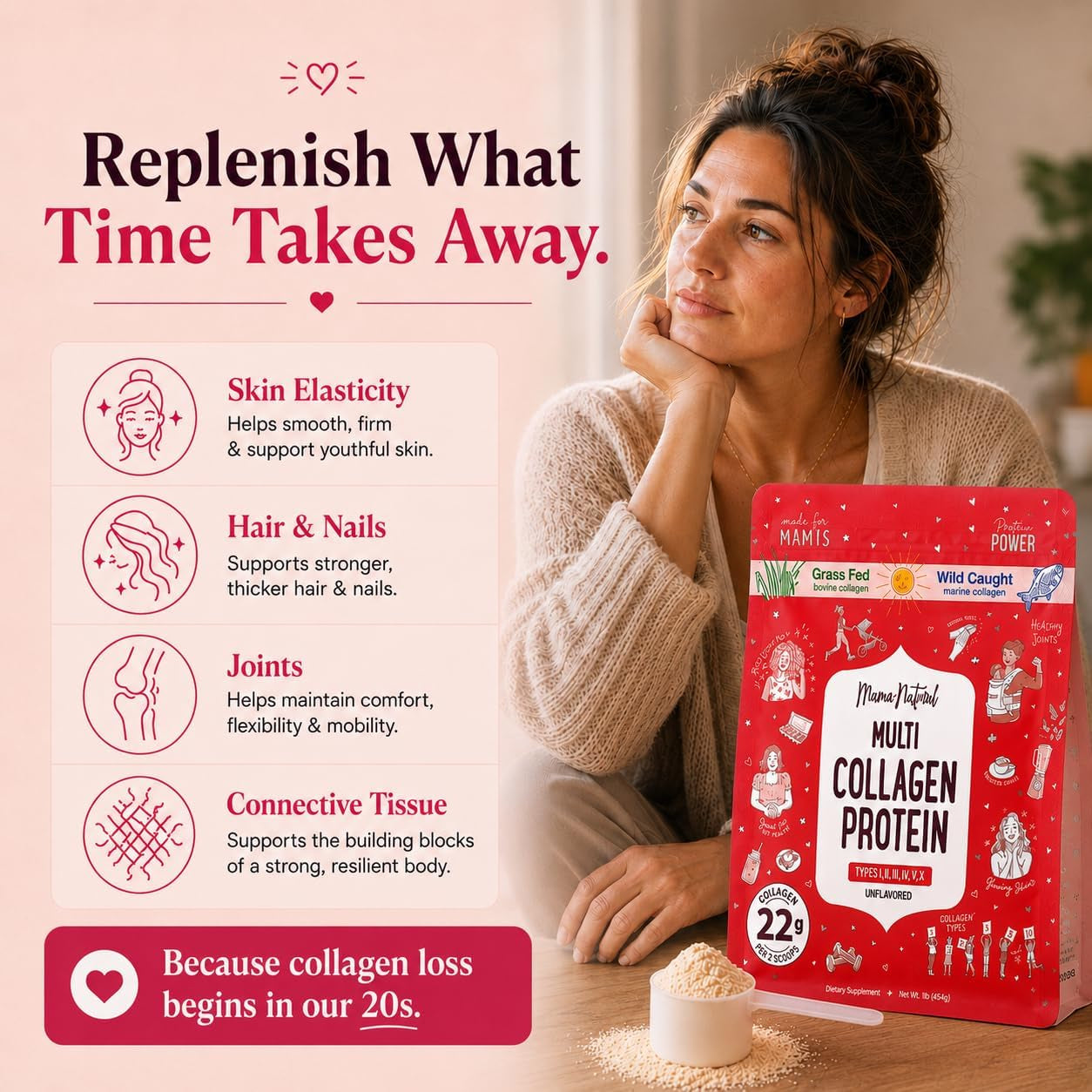 Multi Collagen Protein Powder Type I II III IV V X - Unflavored & Hydrolyzed 16Oz Pure Collagen Peptides Powder - Grass Fed Beef, Wild Fish Marine & USA Eggshell - Whole Body Collagen