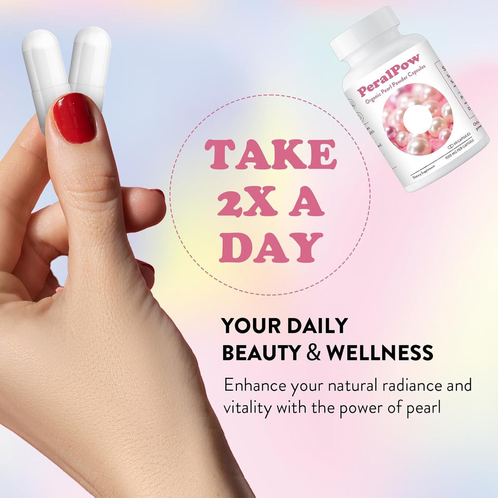Organic Pearl Powder Capsules 1500Mg | Premium Pearl Extract for Skin Radiance, Eye Wellness & Nail Resilience | 100% Natural Calcium & Amino Acids | Non-Gmo, Vegan, 60 Capsules