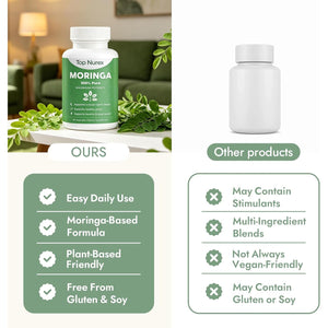 Moringa Capsules, Natural Green Superfood Supplement for Sustained Energy, Immune Support & Digestive Wellness, Non-Gmo, Vegan, 60 Capsules