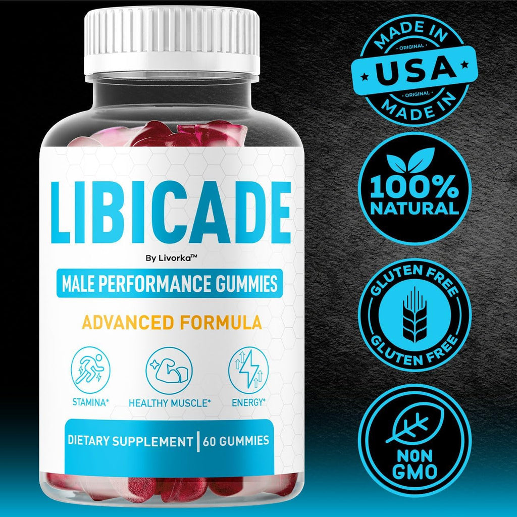 Libicade Gummies - Official Libicade Premium Supplement Gummy for Men - Maximum Strength, All Natural Drive Advanced Formula Daily Support Overall Health & Wellness, 60 Gummies for 1 Month