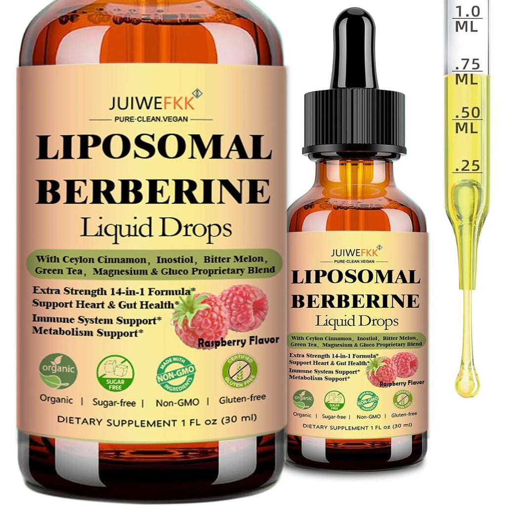 Liposomal Berberine Liquid Drops, 14-In-1 Berberine HCL with Ceylon Cinnamon Chromium Picolinate Magnesium Bitter Melon Milk Thistles | Organic Berberine Complex for Blood Sugar Liver Heart Metabolic
