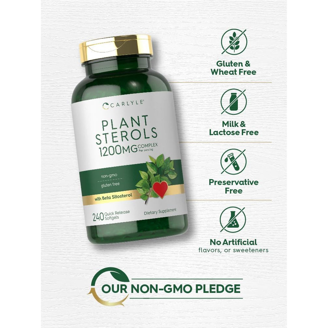 Carlyle Plant Sterols 1200 Mg | 240 Ultra Potent Softgel Capsules | Non-Gmo and Gluten Free Supplement | with Beta Sitosterol