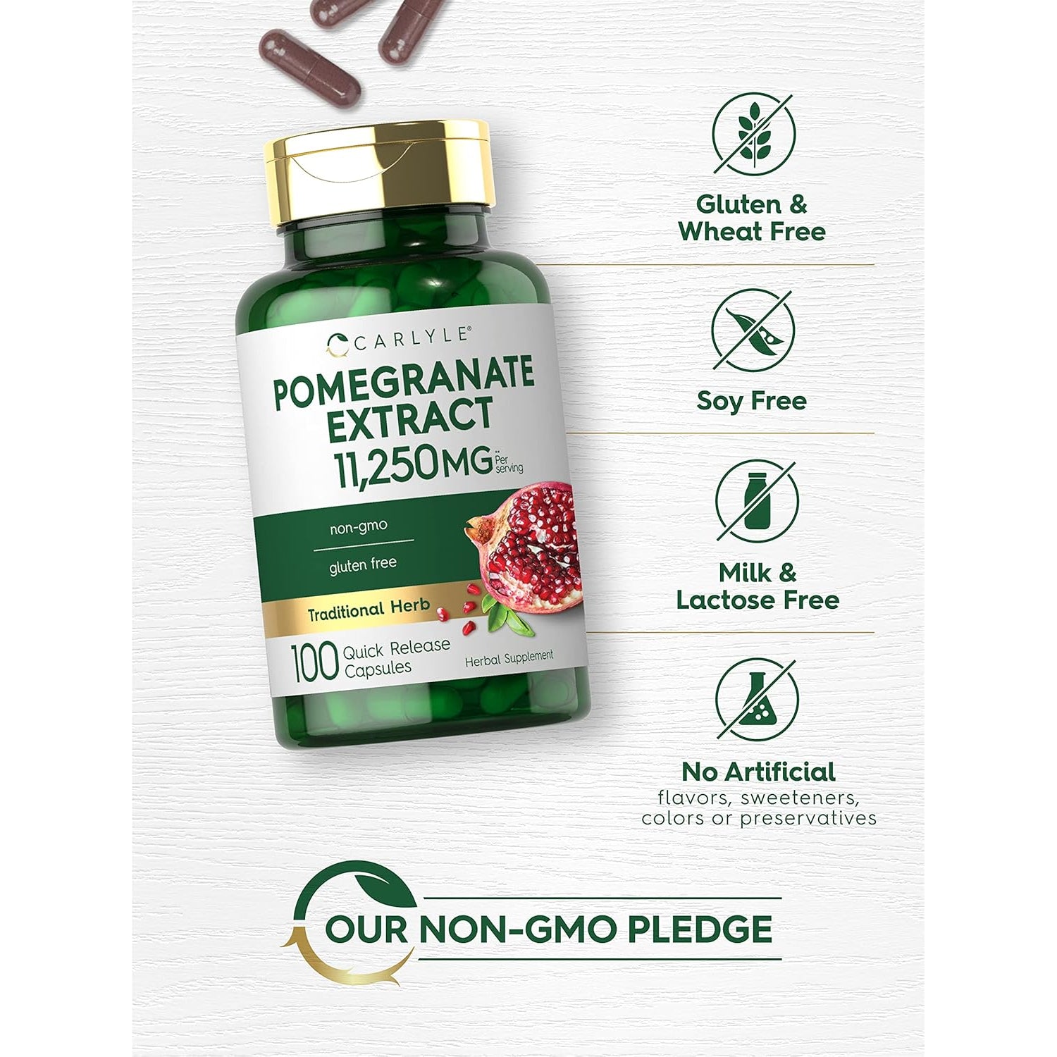 Carlyle Pomegranate Extract | 100 Capsules | Traditional Herb | Non-Gmo, Gluten Free Supplement