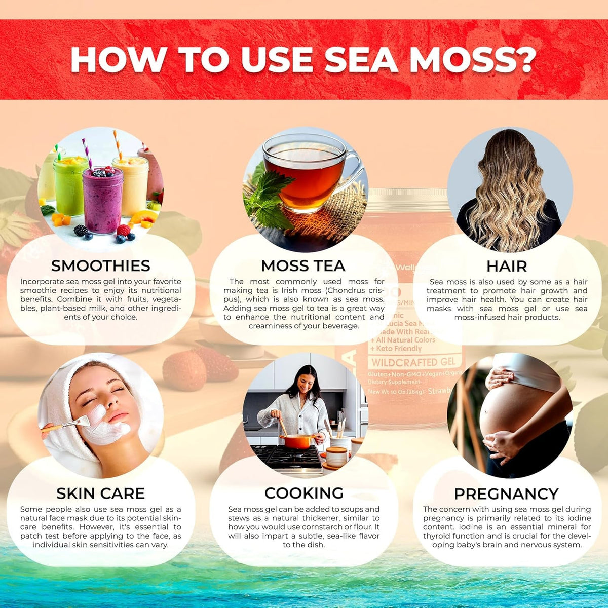 Sea Moss Gel - Wildcrafted Seamoss Gel Superfood - Strawberry Flavor Irish Sea Moss Vitamin and Mineral-Rich from Pristine Caribbean Waters, Immune and Digestive Health Support - 10 Oz.