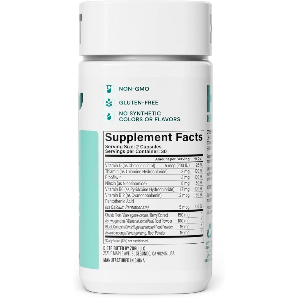Habit PMS Support Supplement for Women (60 Capsules) - Supports Premenstrual Symptoms & Stress, Hormone Balance, Mood, B Vitamins, Vitamin D, Chasteberry, Ashwagandha, Gluten-Free, Non-Gmo (1 Pack)