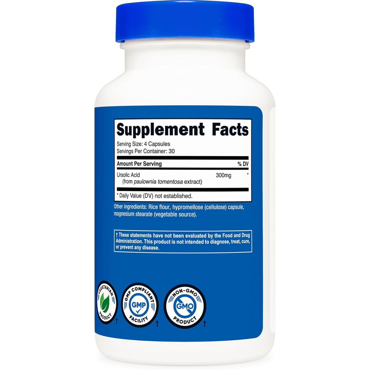 Nutricost Ursolic Acid 300Mg, 120 Capsules - Vegetarian, Non GMO, Gluten Free, Soy Free