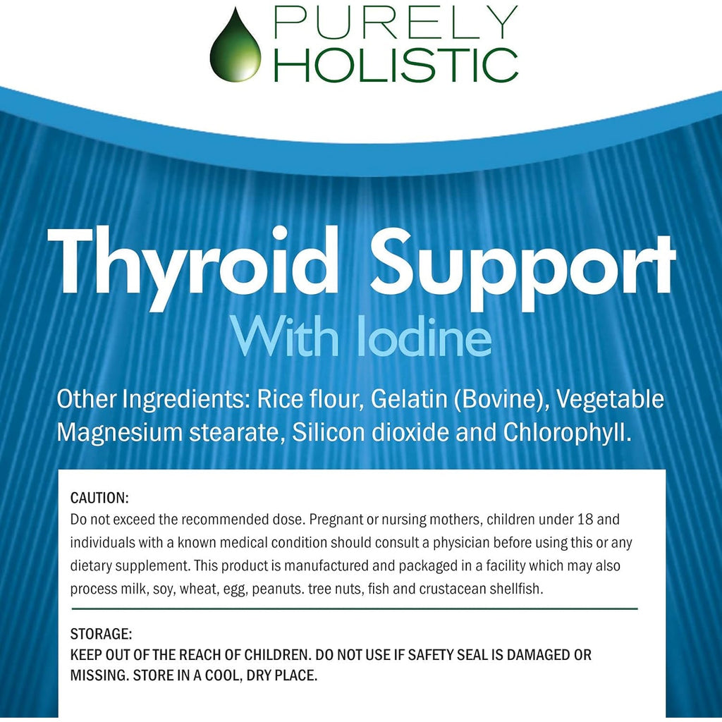 Thyroid Support | Iodine Supplement with Zinc, Selenium, L-Tyrosine & Vitamin B12 | Supports Energy Production & Cellular Health | Thyroid Support for Women & Men | Non-Gmo | 120 Ct (2-Month Supply)