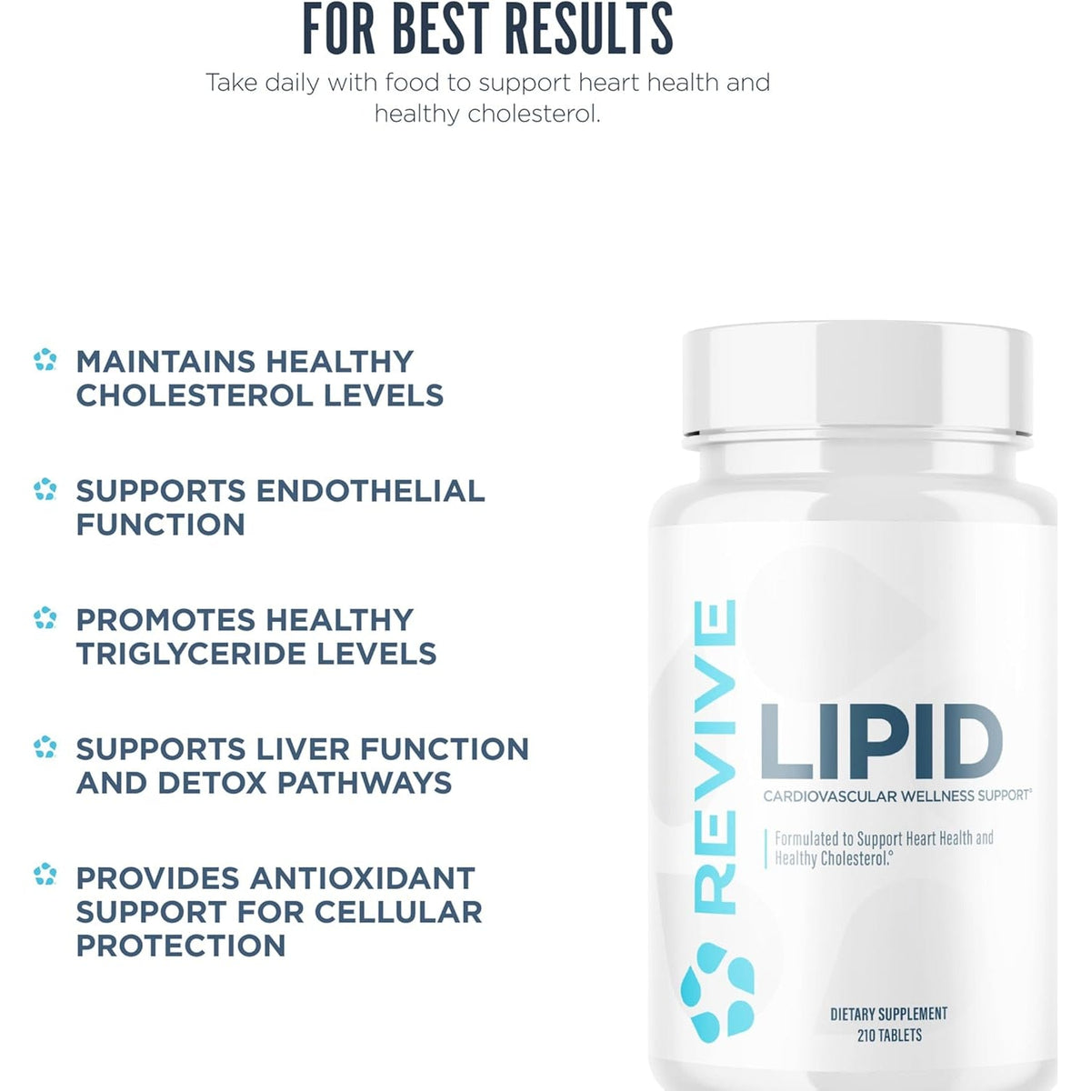 Revive MD Lipid Support Formula - Supplement Helps Maintain Healthy Cholesterol Levels, Endothelial Health & Triglyceride Levels - Beta Sitosterol, Citrus Bergamot & Pantethine (30 Servings)