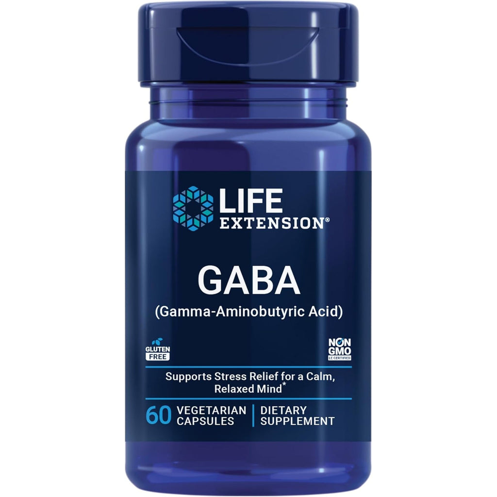 Life Extension GABA, Stress Support, GABA Supplement, Mood Support, Sleep, Relaxation, Gluten-Free, Non-Gmo, Vegetarian, 60 Capsules