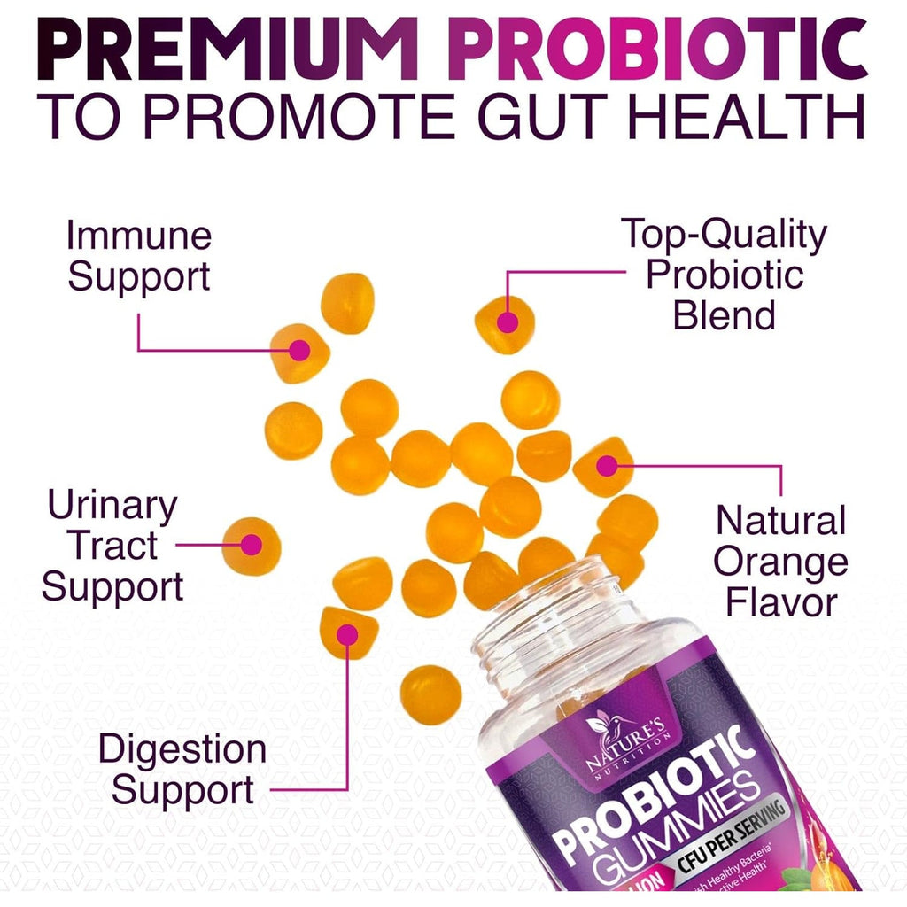 Probiotics for Digestive Health Gummies - 6 Unique Strains for Daily Immune Support & Gut Health, Supports Constipation, Gas & Bloating - Best Probiotic Supplement Gummy for Women & Men - 60 Gummies