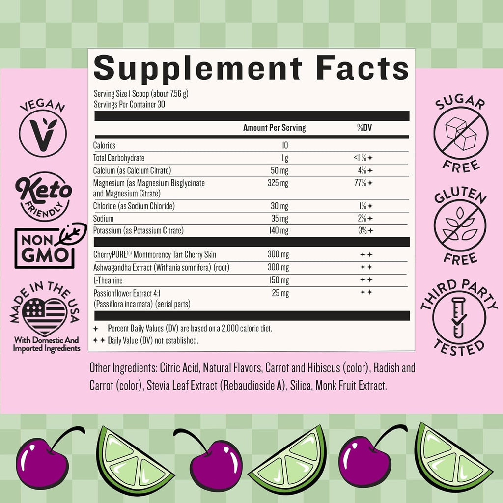 Legendairy Milk She’S Sleepy™ – Cherry Limeade – Nightly Sleep Aid, Sugar Free Drink Mix with Magnesium Glycinate & Ashwagandha – Relaxation & Restful Sleep