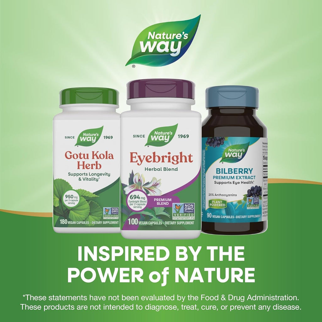 Nature'S Way Eyebright Herb Premium Blend, Herbal Blend, Non-Gmo Project Verified, Eyebright Supplement, Vegan, 100 Capsules (Packaging May Vary)