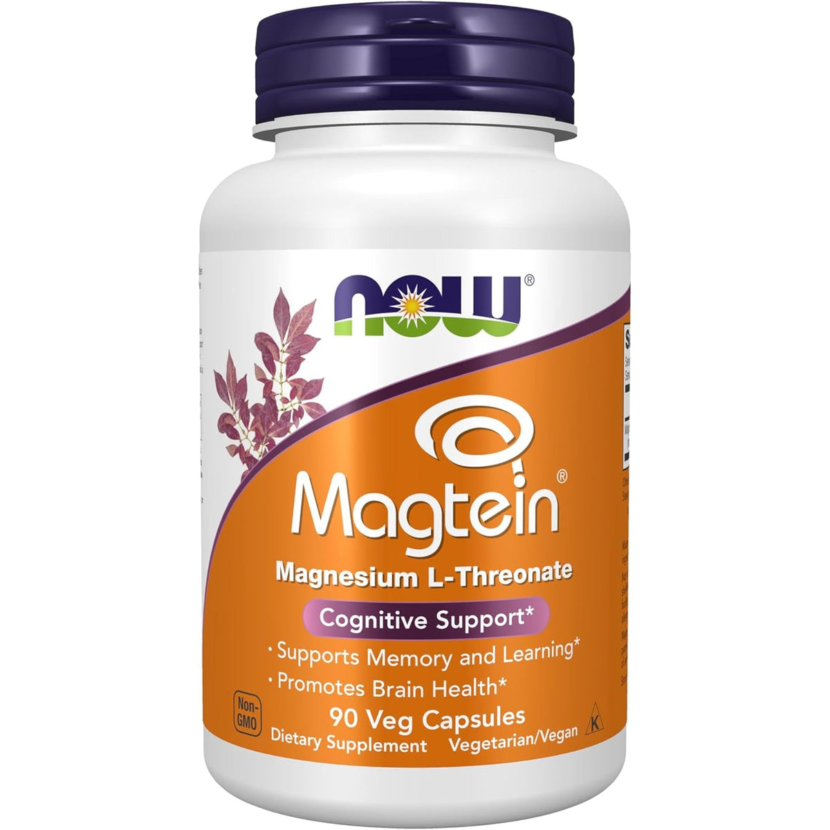 NOW Foods Supplements, Magtein™ with Patented Form of Magnesium (Mg), Cognitive Support*, 90 Veg Capsules