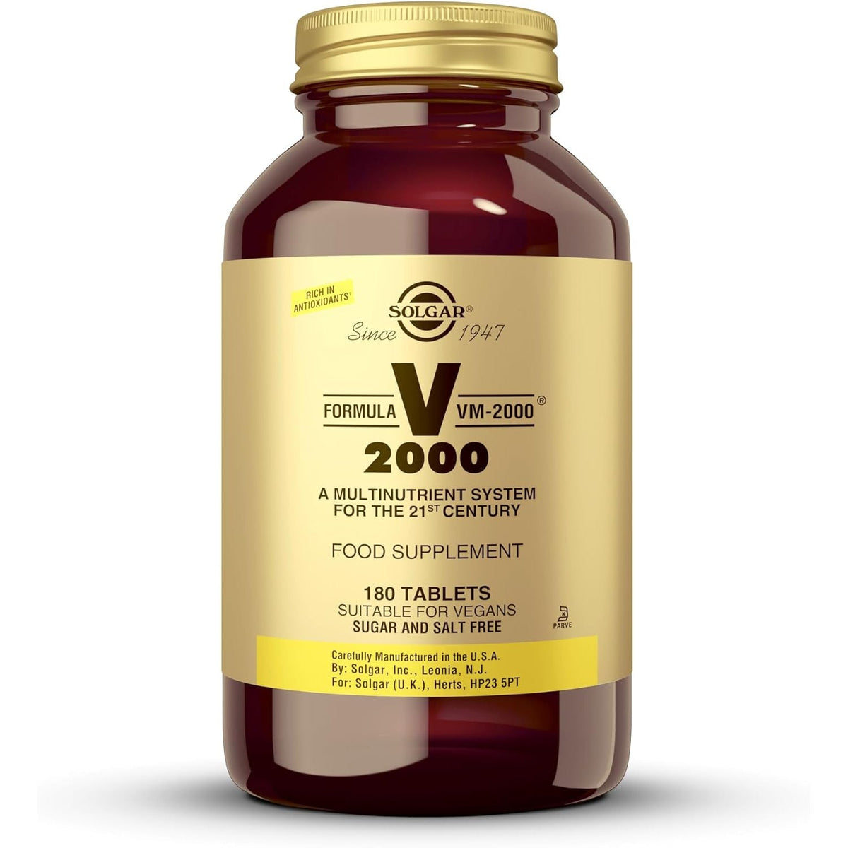 Solgar Formula VM-2000 (Multinutrient System), 180 Tablets - Premium Quality Multiple - Contains Zinc - Supports a Healthy Immune System - Vegan, Dairy Free, Kosher - 90 Servings