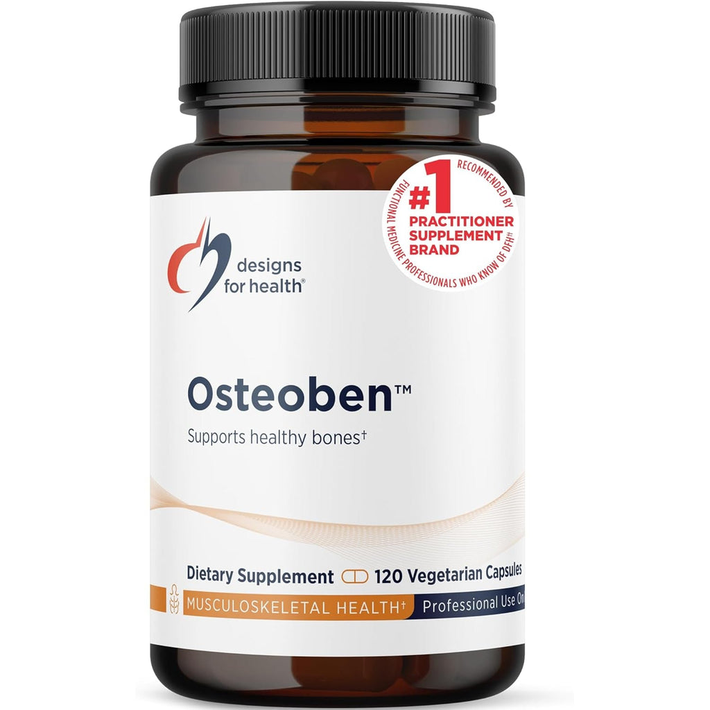Designs for Health Bone Support Formula - Osteoben with Soy-Free Genistein Complex - Non-Gmo Bone Vitamins Supplement with Vitamin D, K, Zinc, Calcium + Magnesium (120 Capsules)