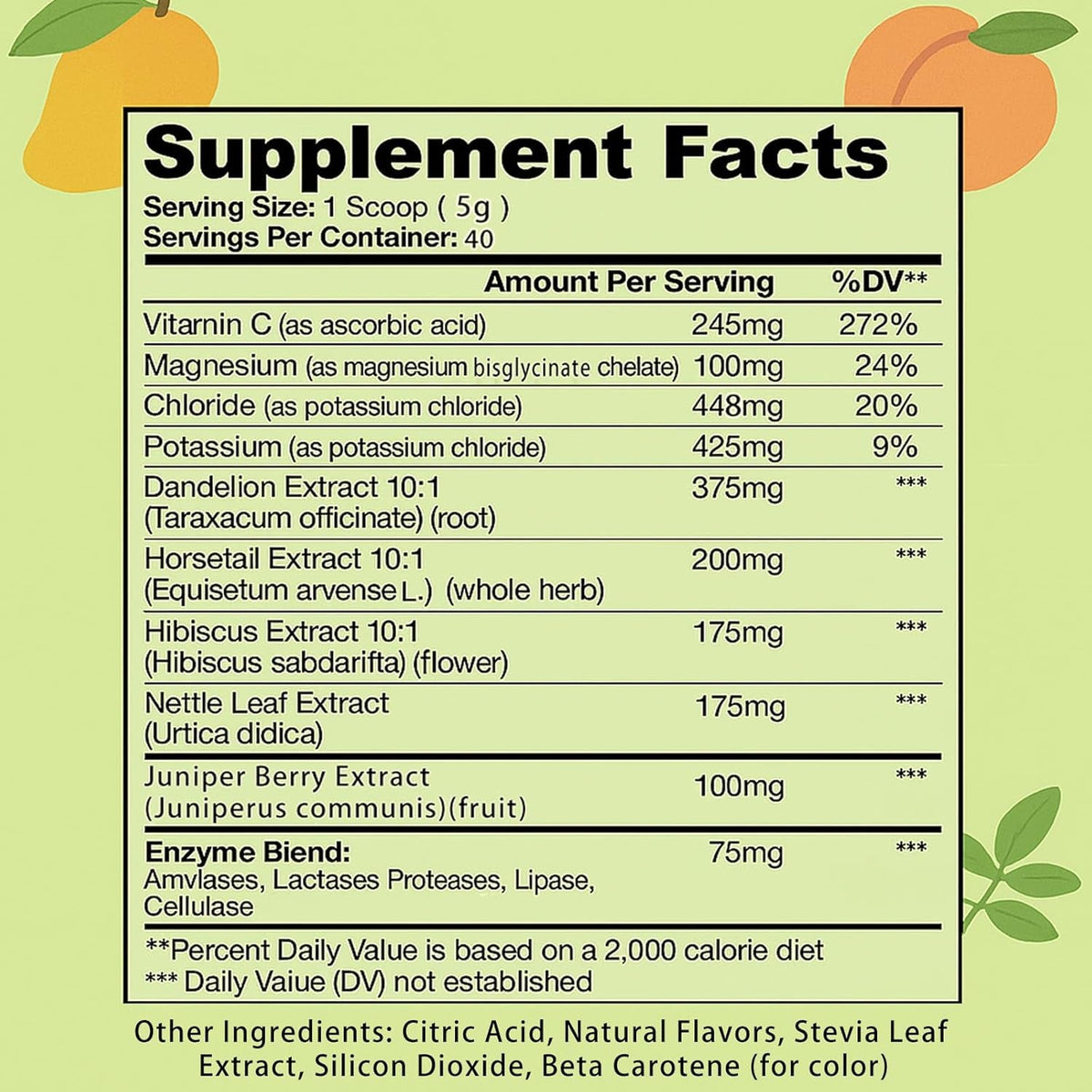 Debloat Powder for Supports Digestive Comfort & Bloating Relief, Digestive Enzymes for Women & Men, Rich in Vitamin C, Dandelion Root, Horsetail Extract, Non GMO, Peach Mango, 200G / 7.05OZ