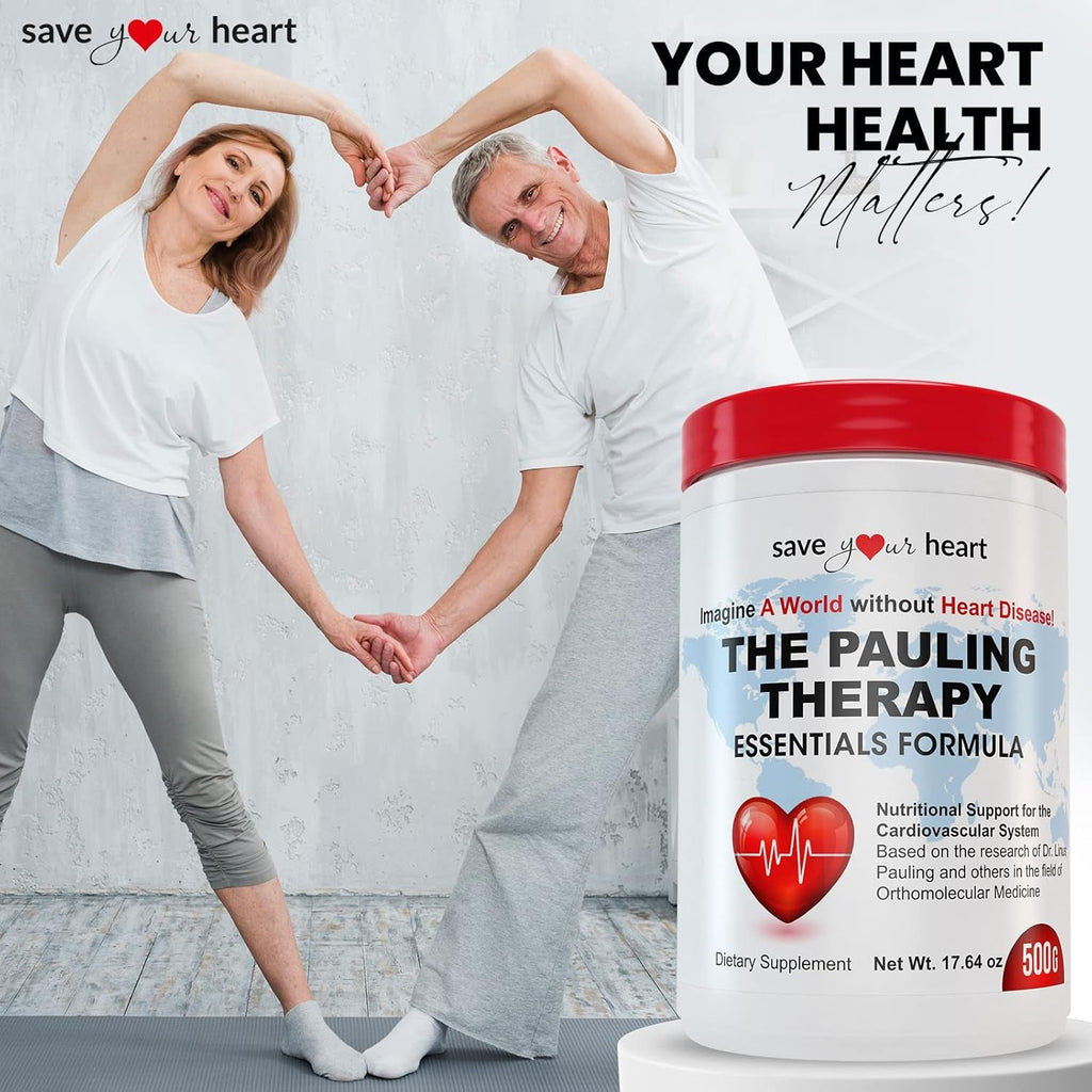 Cardio Heart Health Powder Supplement - the Pauling Therapy Essentials Formula (PTEF) Healthy Vitamin C, B-12, L-Lysine, L-Arginine, Magnesium, Zinc + Vitamins, Minerals & Antioxidants