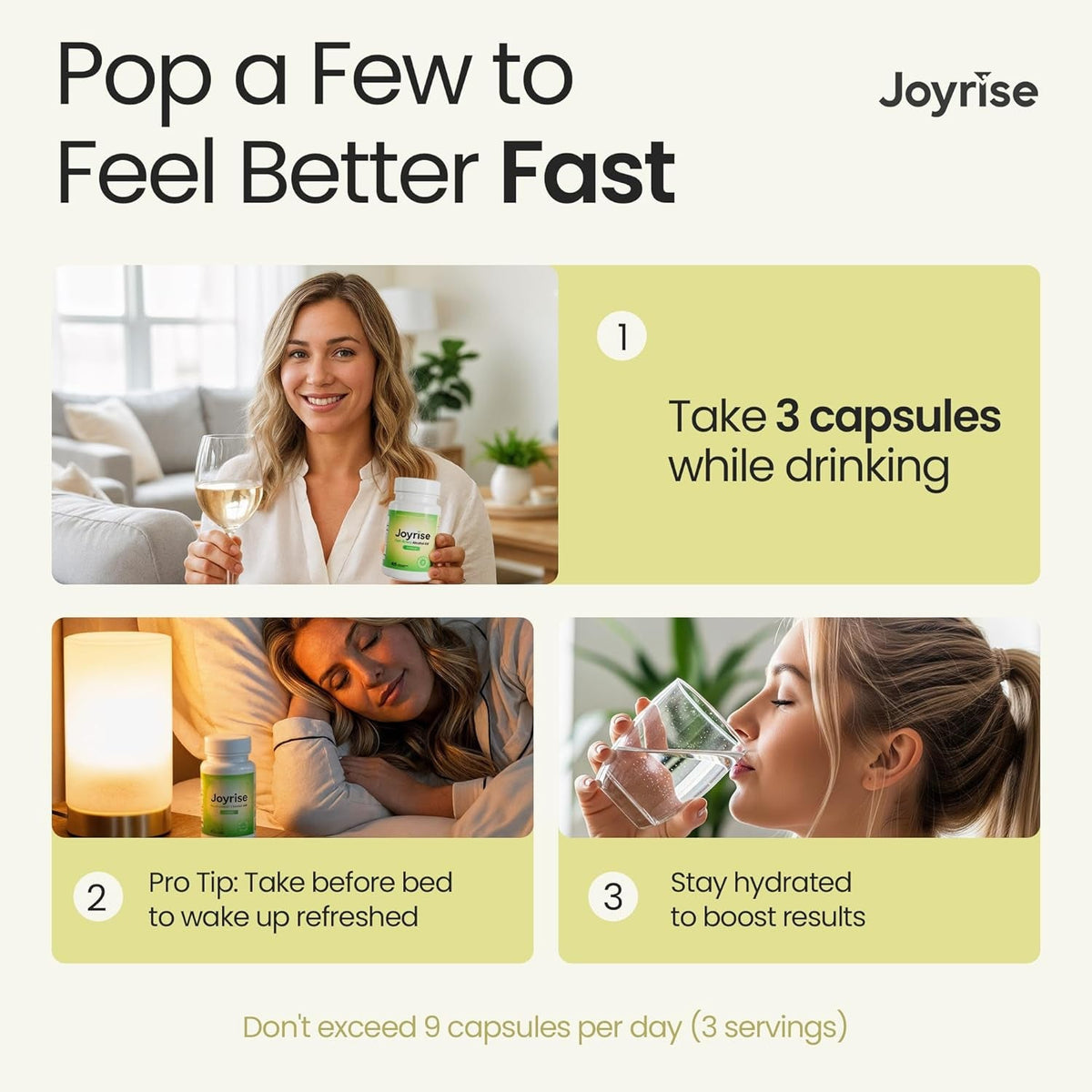 Joyrise® after Drinking Aid – Fast Acting Capsules with DHM – Alcohol Metabolism Support, Liver Health, Rapid Bioavailability & Body Replenishment – 45 Capsules (15 Servings)