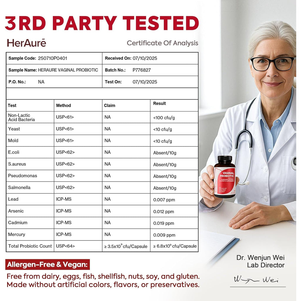 Heraure Vaginal Probiotics for Women - Ph Balance, Healthy Vaginal Odor, Vaginal Flora, Yeast Balance, Women Probiotics and Prebiotics, Immune Support - Prebiotics & Lactobacillus Probiotic,60Ct
