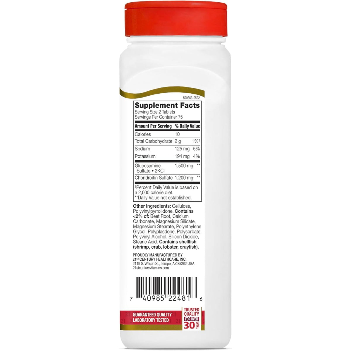 21St Century Glucosamine Chondroitin 750/600Mg - Triple Strength, Tablets, 150 Count