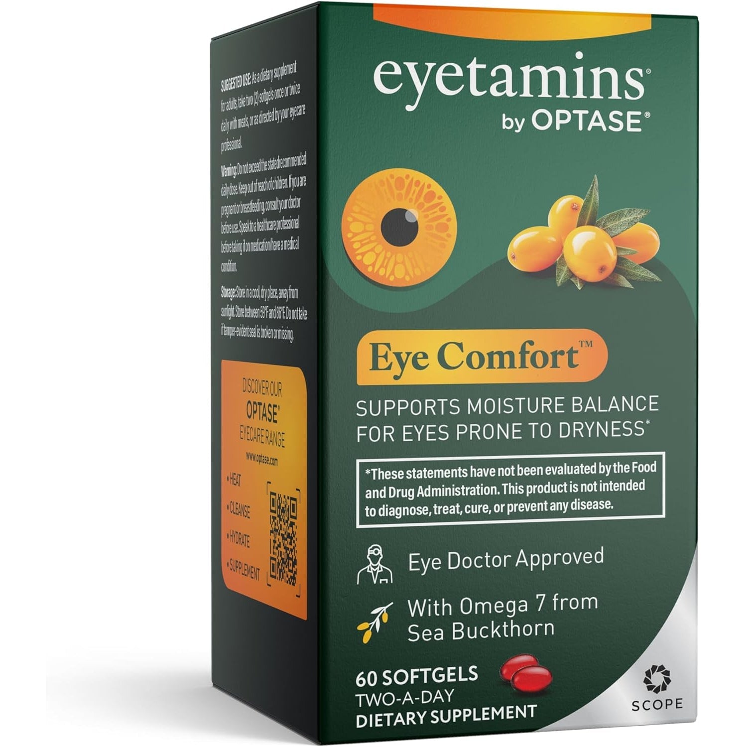 Eyetamins® by OPTASE® Eye Comfort™ - 60 Softgels - Eye Doctor Recommended - an Omega-Based Eye Supplement Formulated to Support Moisture Balance and Eye Comfort from Within. Plant Based Soft Gels.