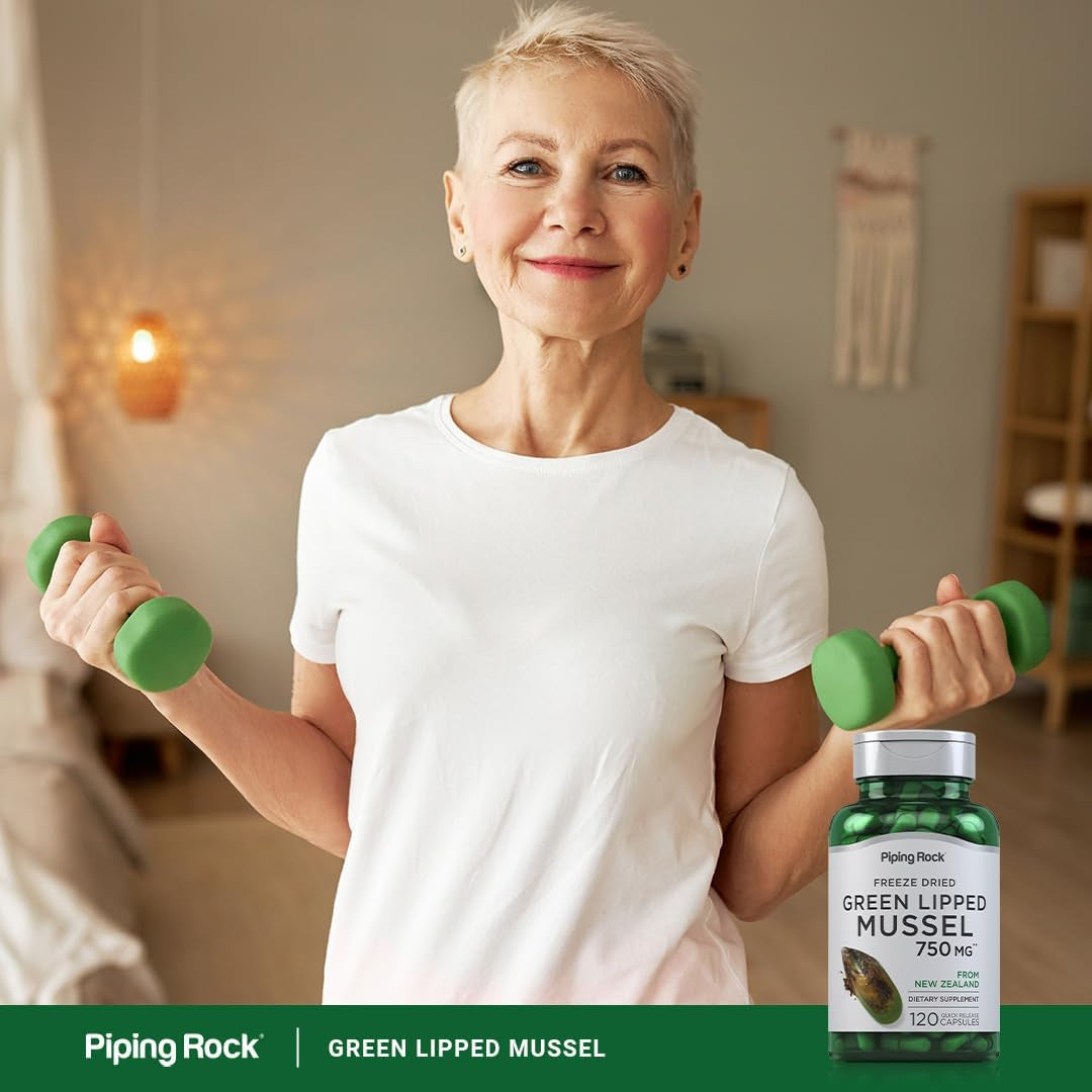 Piping Rock Green Lipped Mussel | 120 Capsules | Supplement for Humans | Freeze Dried from New Zealand | Non-Gmo, Gluten Free