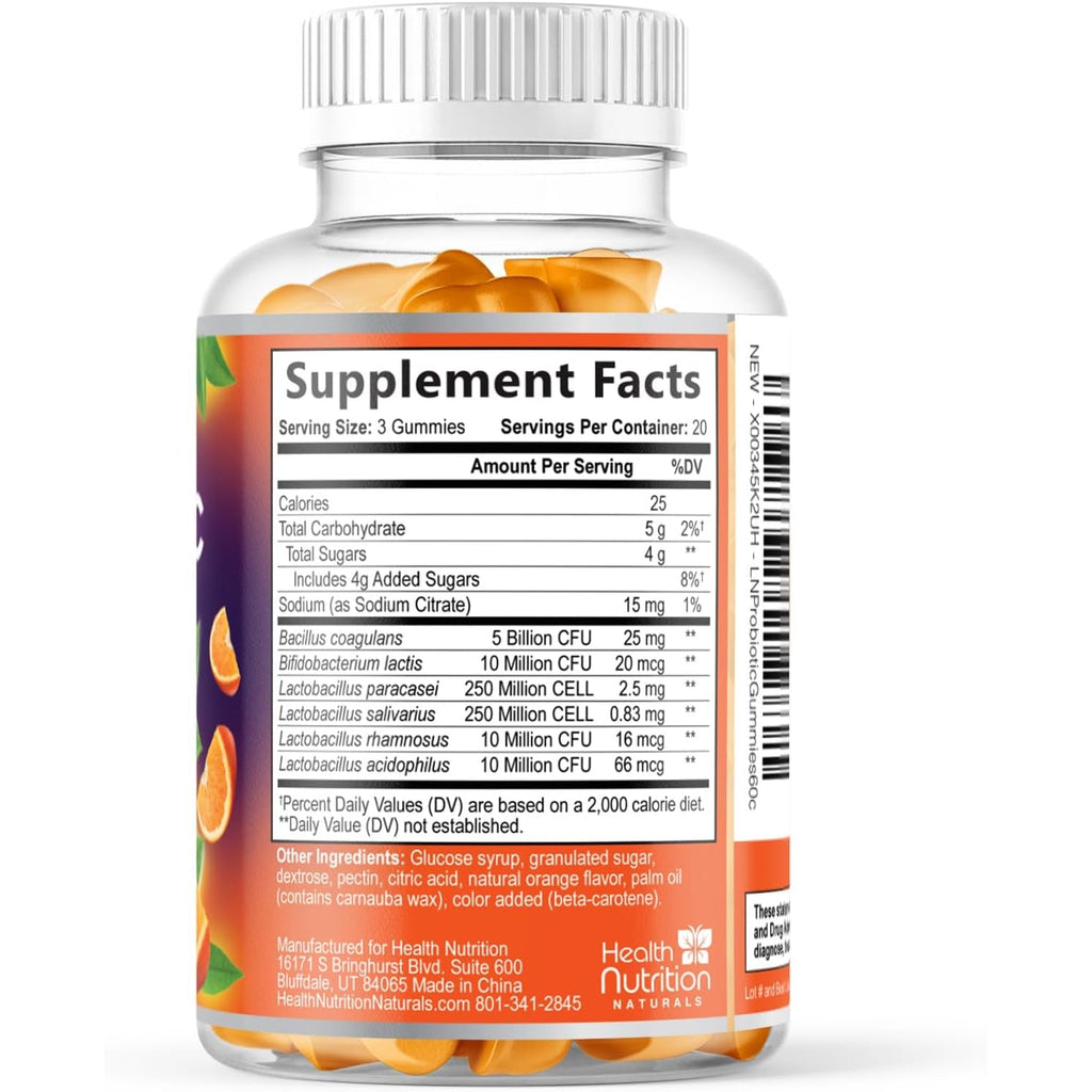 Probiotic Gummies for Women & Men - Advanced Multi-Strain Probiotic Formula - Gut & Digestive Health Support Gummy for Occasional Bloating - Daily Acidophilus Probiotics Supplement - 60 Gummies