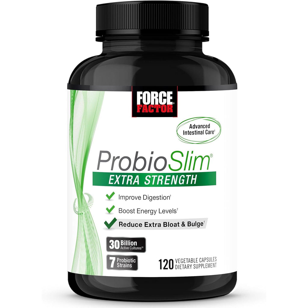 Force Factor Probioslim Extra Strength Probiotics for Women and Men with 30 Billion Cfus of Probiotics for Digestive Health, Bloating Relief, and Gut Health, with Prebiotic Fiber, 120 Capsules