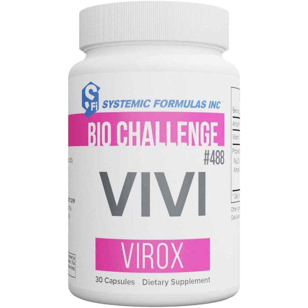 Systemic Formulas Bio Challenge #488 VIVI Virox - 30 Capsules. Powerful Immune Support Blend with PAU D’Arco, Leptotaenia Oil (Lomatium Dissectum), Bitter Almond Oil, Jojoba Oil and Vitamin E.