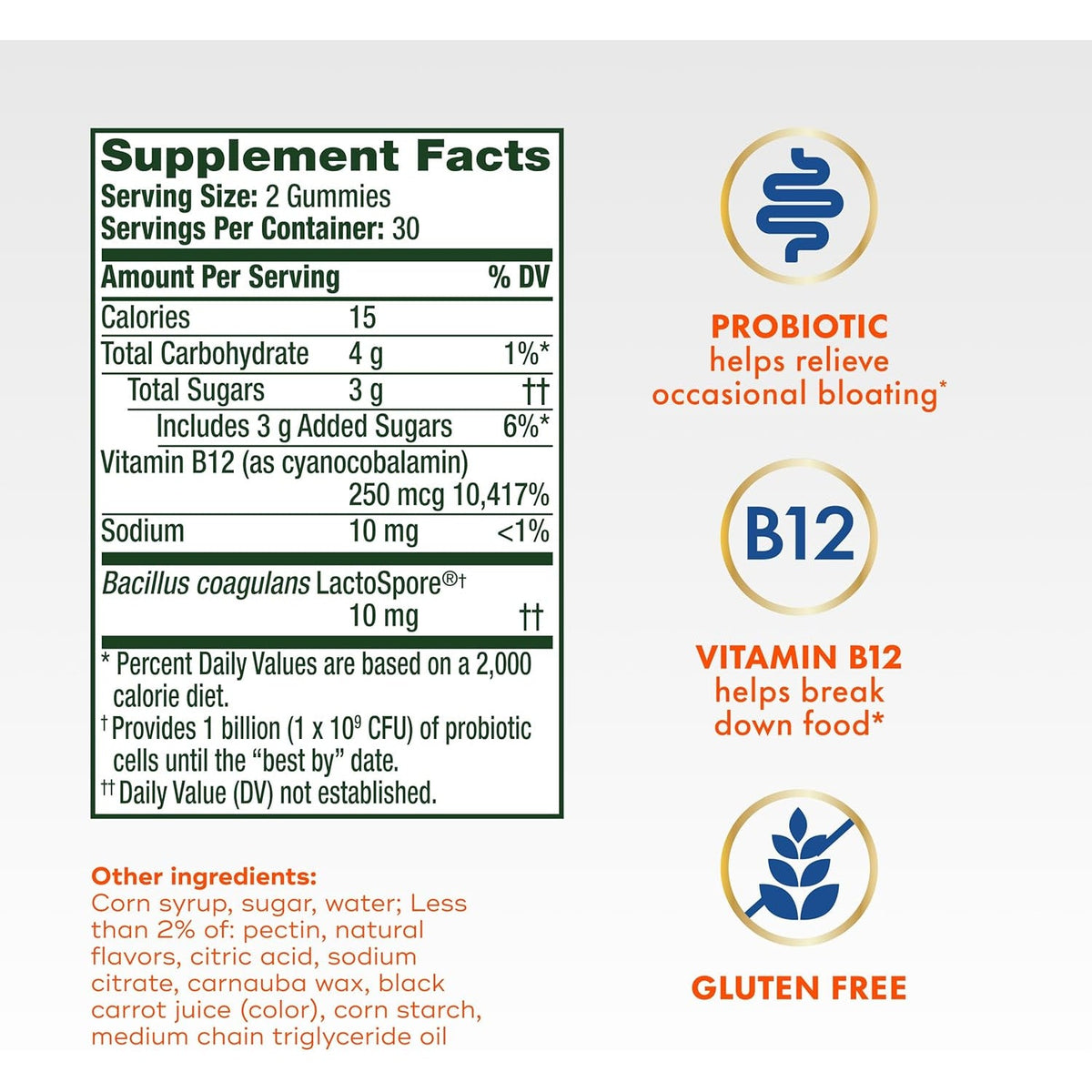 Align Probiotic, Bloating Relief + Food Digestion, Probiotics for Women and Men, Probiotic Helps Soothe Occasional Bloating*, with Vitamin B12 to Help Break down Food into Cellular Energy*,60 Gummies