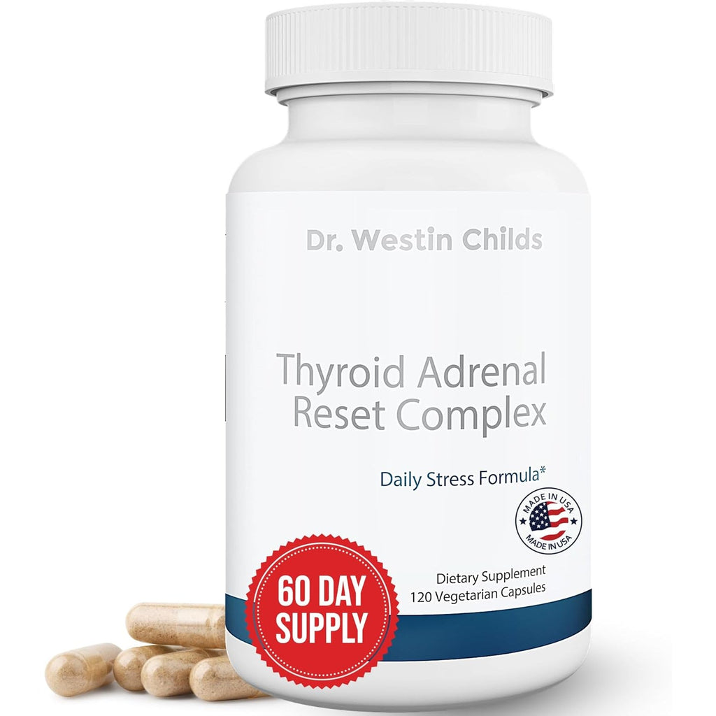 Dr. Westin Childs Thyroid Adrenal Reset Complex | Herbal Support Supplement with Glandulars & Rhodiola (Adaptogens) for Stress, Cortisol, Fatigue, Energy in Women & Men with Hypothyroidism 120 Ct