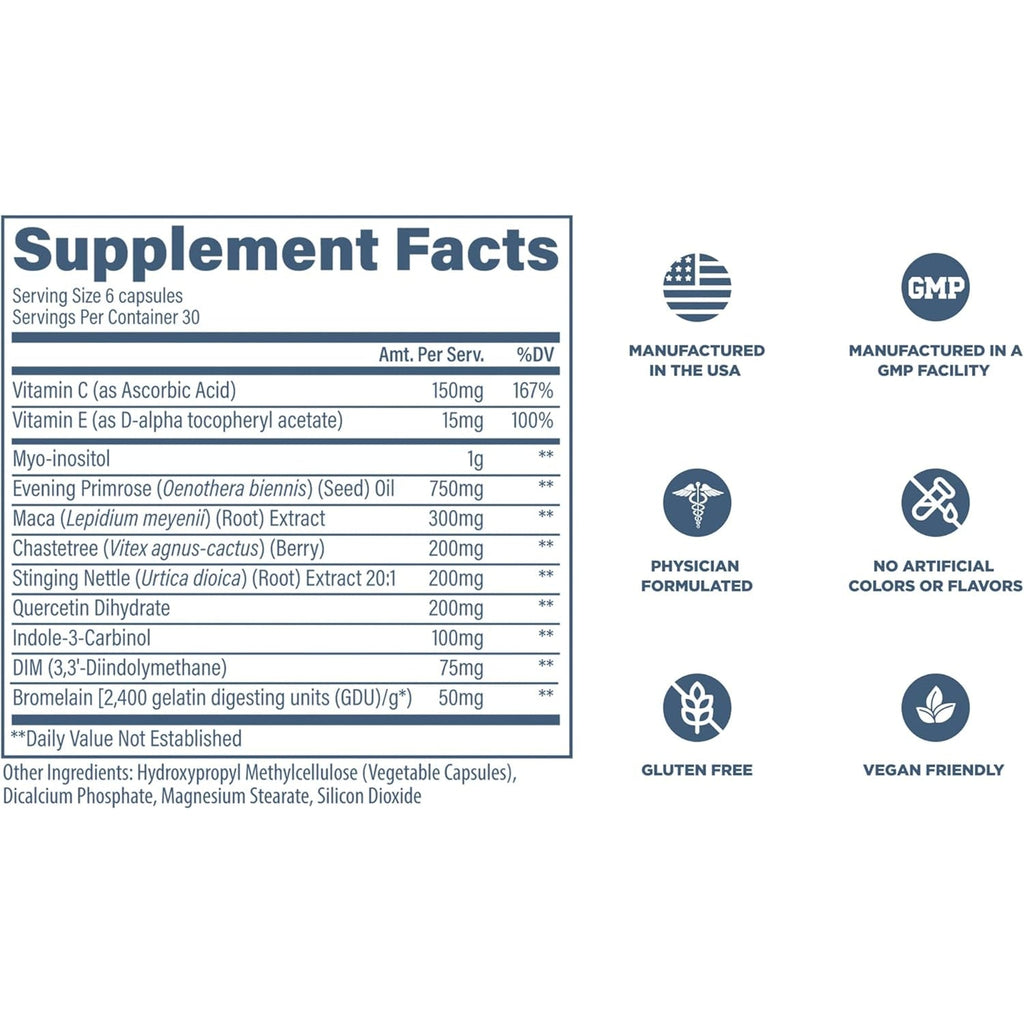 Revive MD Hormone Balance for Women – Hormone Support Supplement W/Myo-Inositol, Chaste Berry, DIM, Vitamins C & E, Evening Primrose Oil – Health & Hormonal Balance (180 Capsules, 30 Servings)
