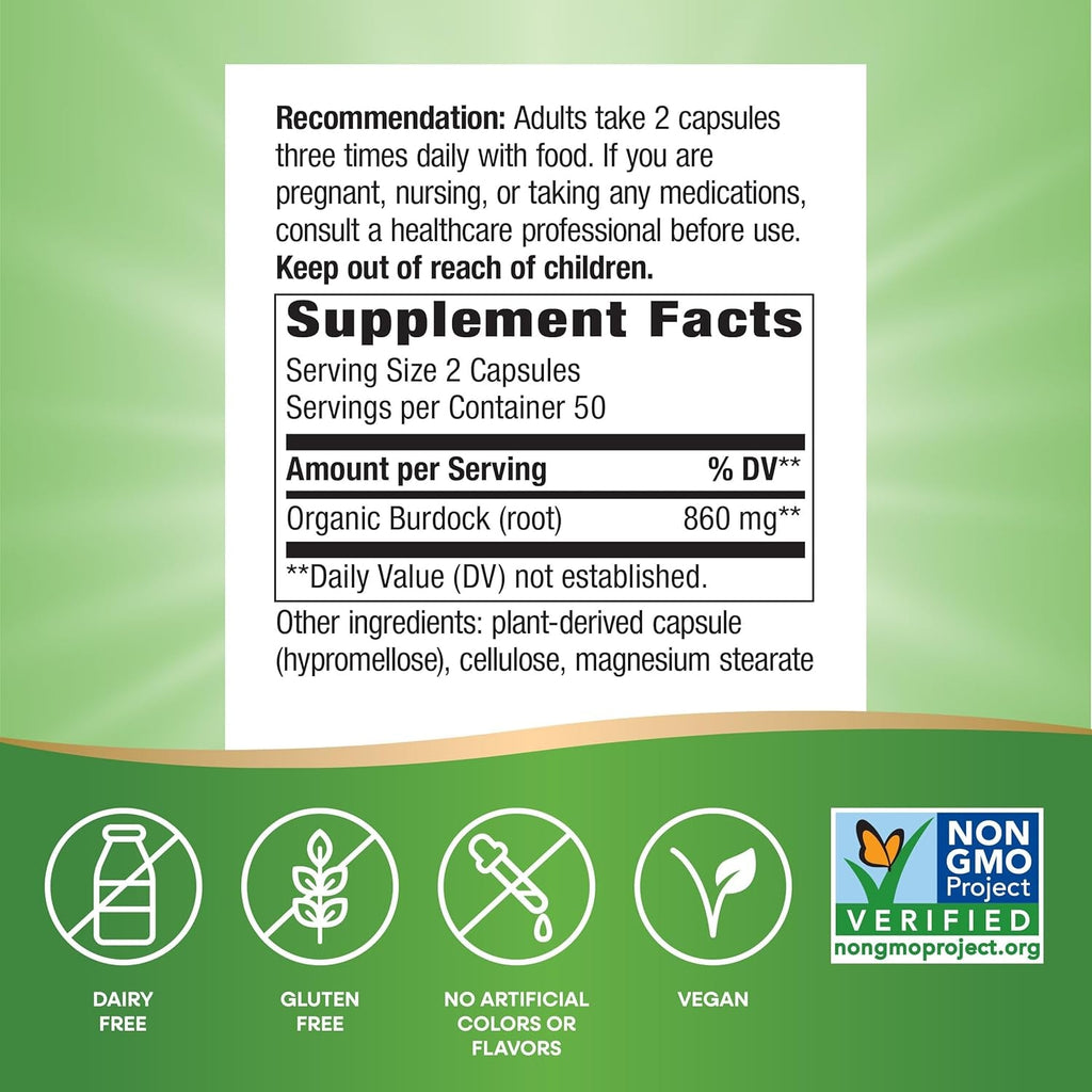 Nature'S Way Burdock Root, Traditional Joint Support*, 100 Vegan Capsules (Packaging May Vary)