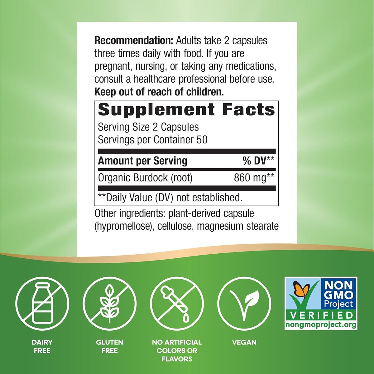 Nature'S Way Burdock Root, Traditional Joint Support*, 100 Vegan Capsules (Packaging May Vary)