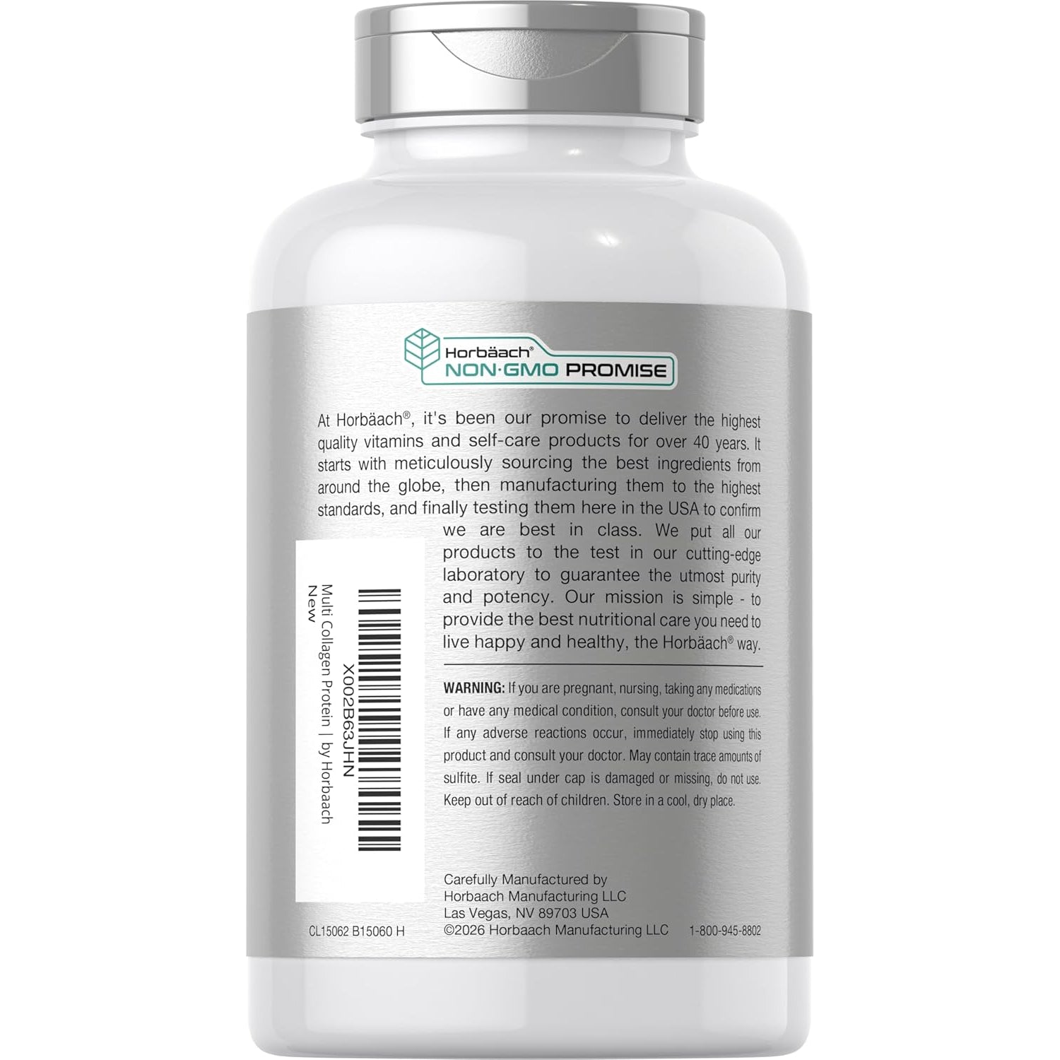 Horbäach Multi Collagen Protein 2000 Mg | 180 Capsules | Hydrolyzed Collagen Type I, II, III, V, X | Keto & Paleo Friendly, Non-Gmo, Gluten Free Supplement