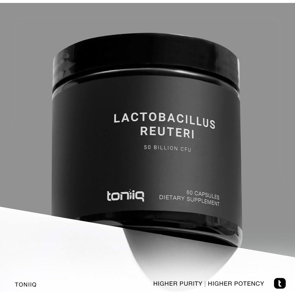 Toniiq 50 Billion CFU Lactobacillus Reuteri Probiotic 50Mg per Serving - L Reuteri Probiotics - Highest CFU Count Lactobacillus Reuteri Probiotic - 60 Vegetarian Capsules - 60 Servings