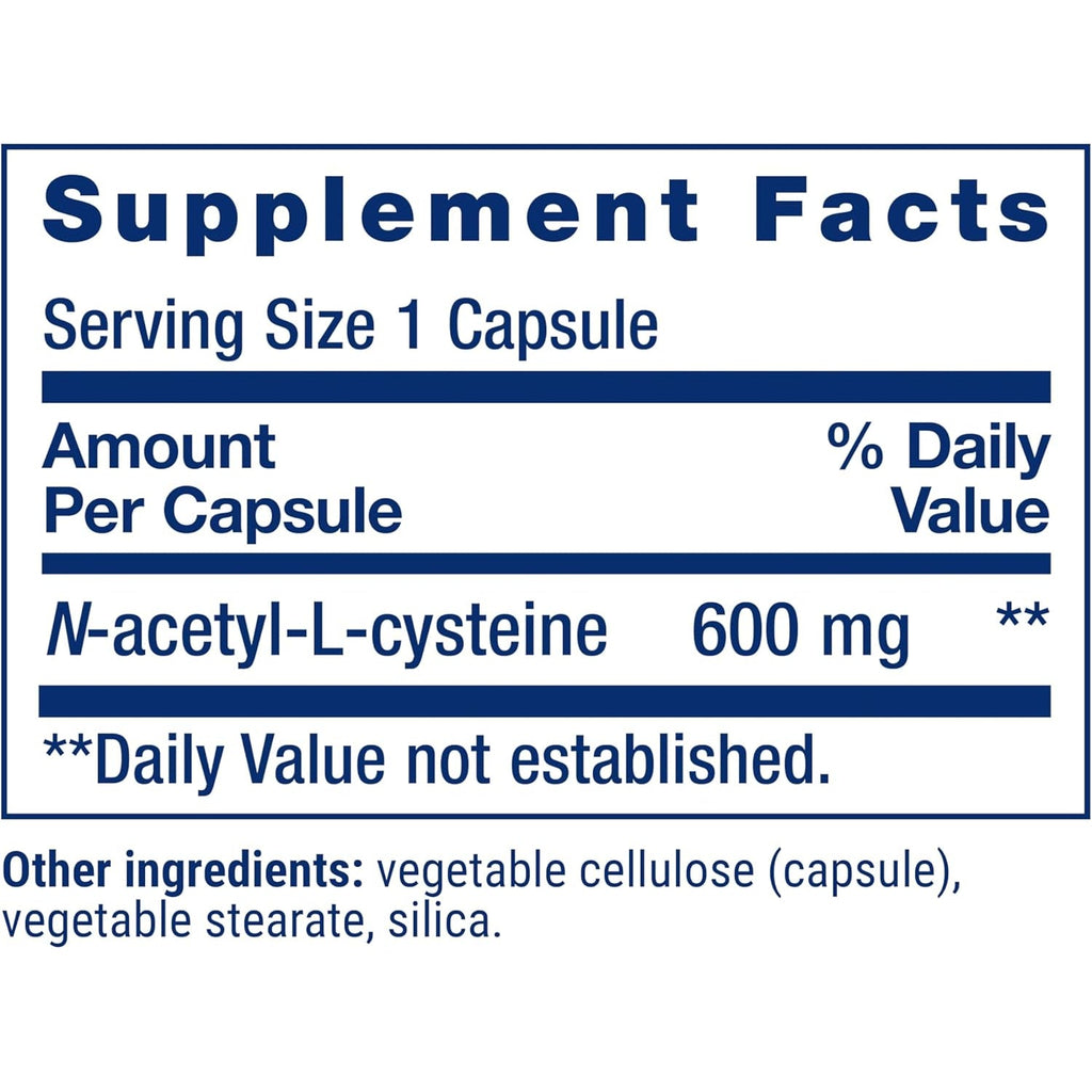 Life Extension N-Acetyl-L-Cysteine (NAC), Immune, Respiratory, Liver Health, NAC 600 Mg, Potent Antioxidant Support, Free-Radicals, Easy to Absorb, 60 Capsules