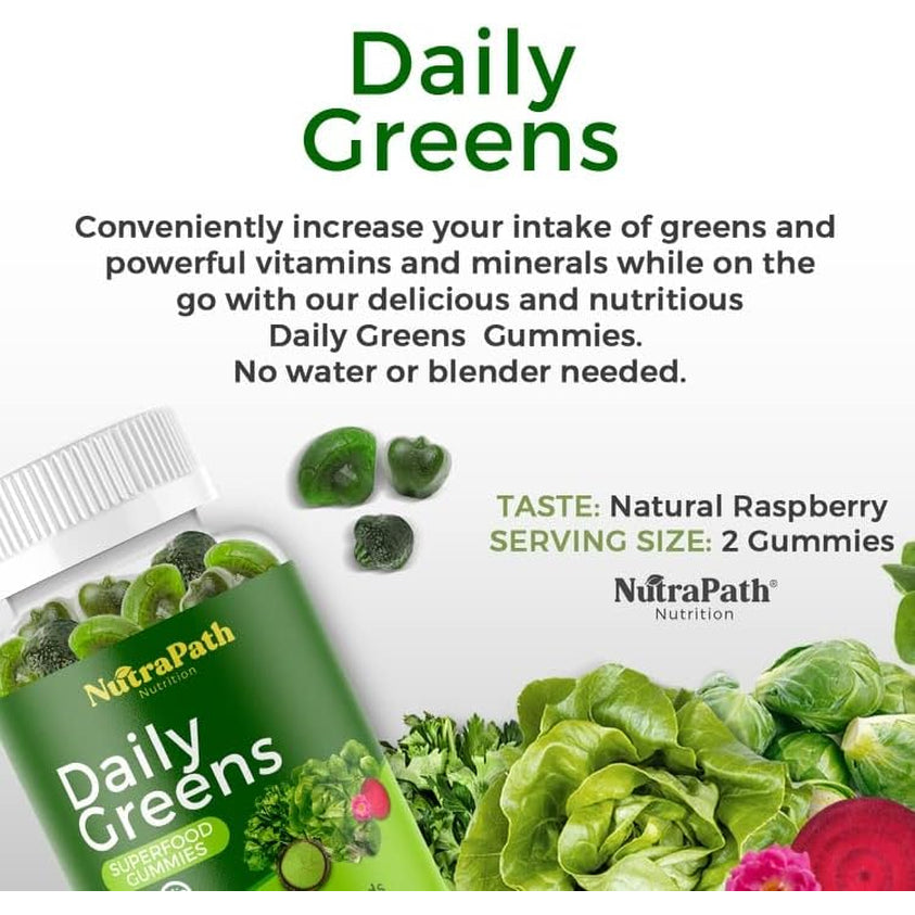 Superfood Daily Greens Gummies - Fruits, Veggies, and Super Foods for Immunity, Energy - 60 Gummies