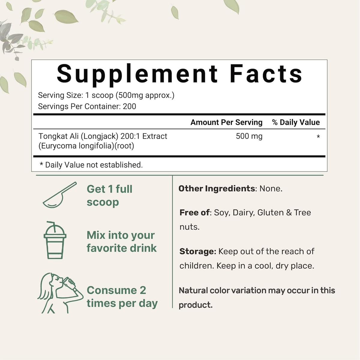 Micro Ingredients Tongkat Ali 200:1 Extract Powder for Men (100G) | Eurycoma Longifolia (Longjack) Root | Concentrated Herbal Supplement | Non-Gmo, Gluten Free