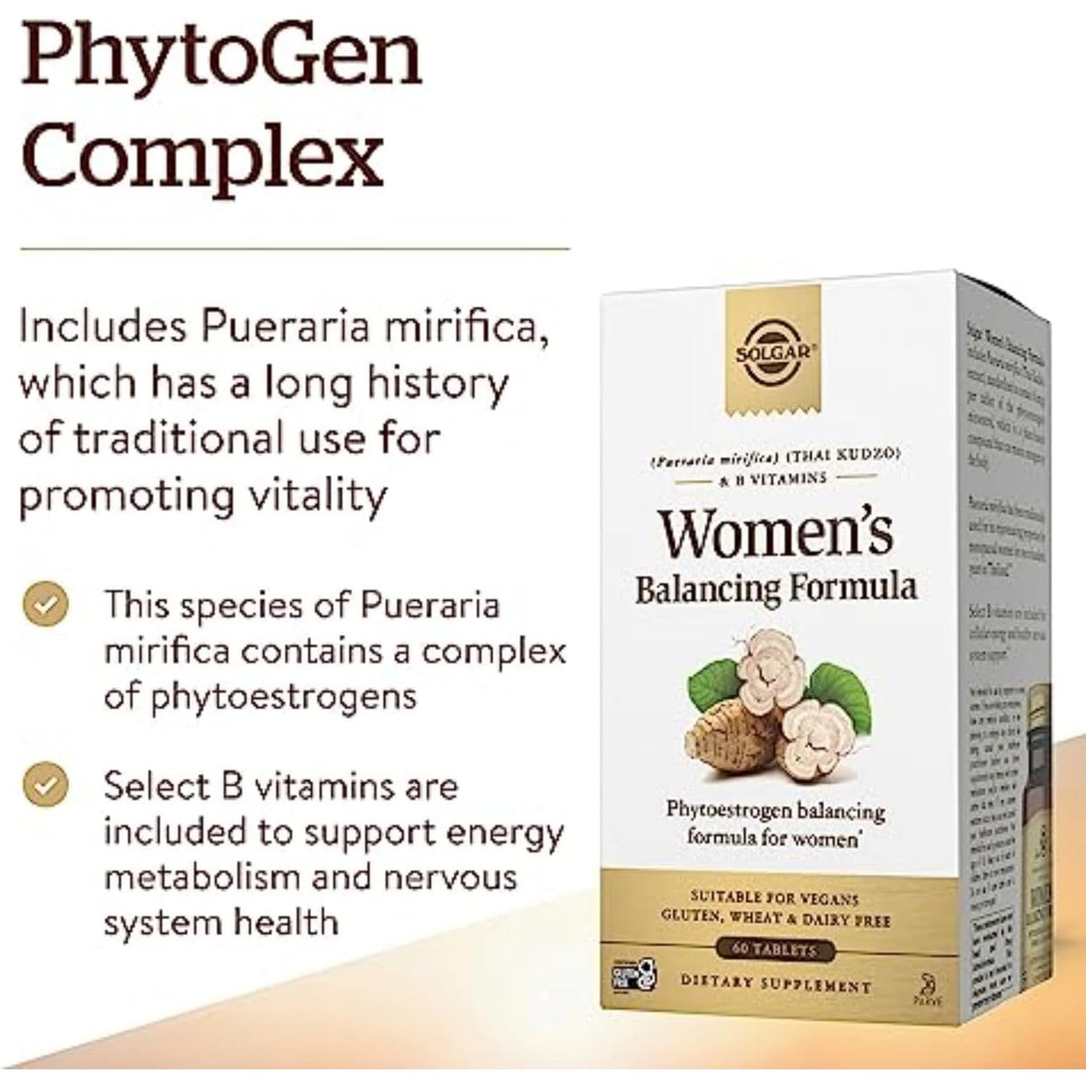 Solgar Women'S Balancing Formula, 60 Tablets - Pueraria Mirifica - Phytoestrogen Balancing Formula, Energy Metabolism, Nervous System Health - Vegan, Gluten-Free, Dairy Free, Kosher - 60 Servings