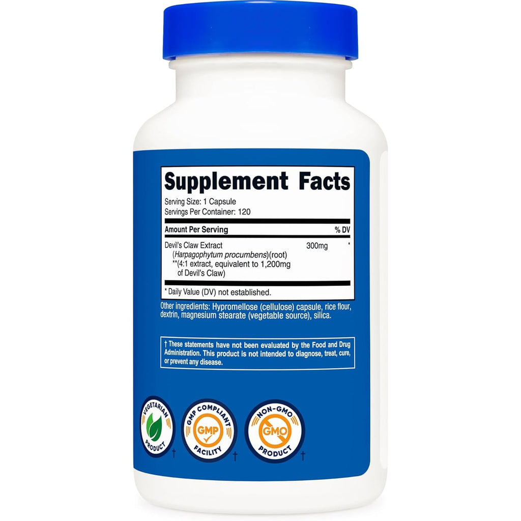 Nutricost Devils Claw Extract 120 Capsules for 120 Servings per Bottle - Vegetarian, GMO Free and Gluten Free