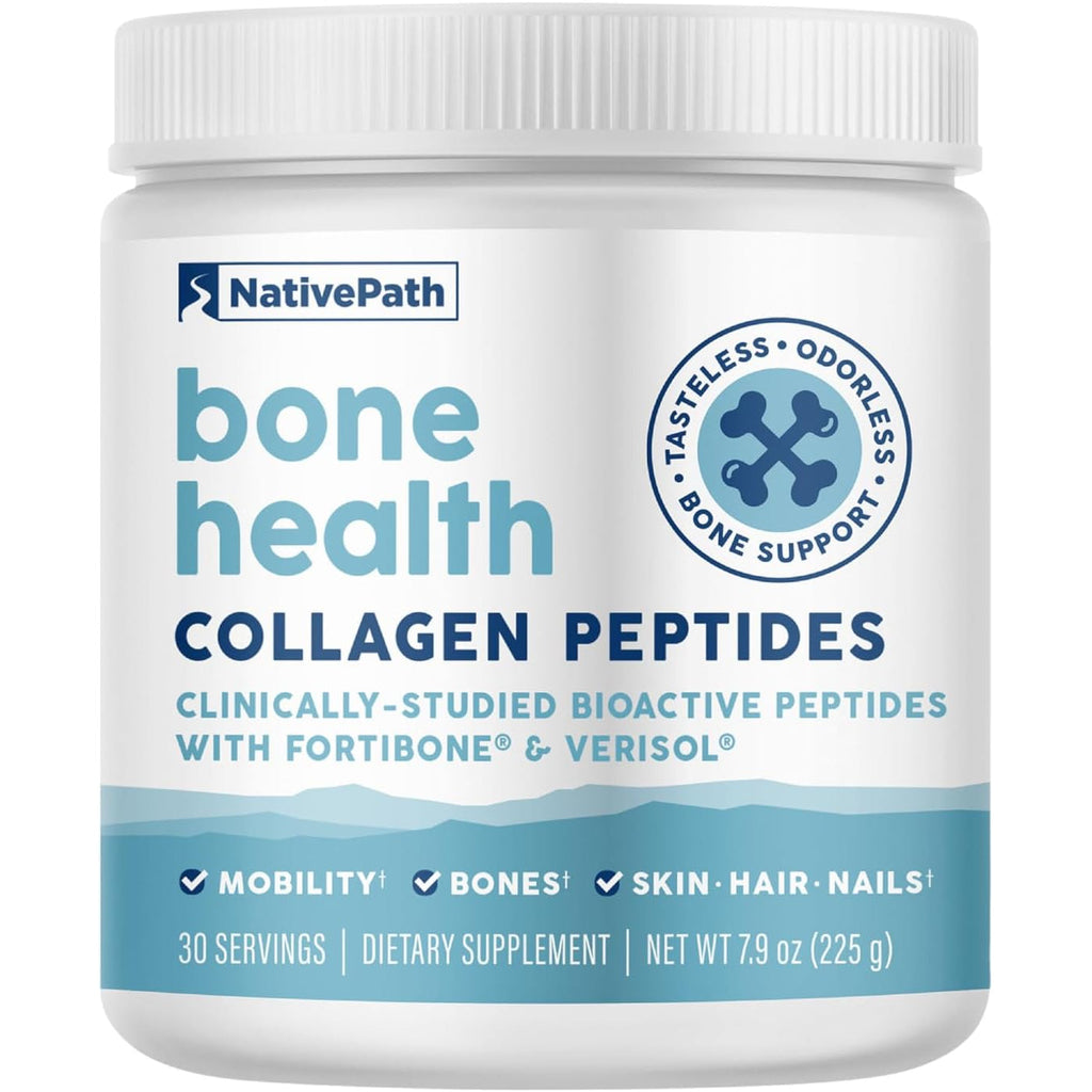 Nativepath Bone Health Collagen Peptides, Type 1 & 3, with Fortibone and Verisol, 7.9 Ounce, 30 Servings